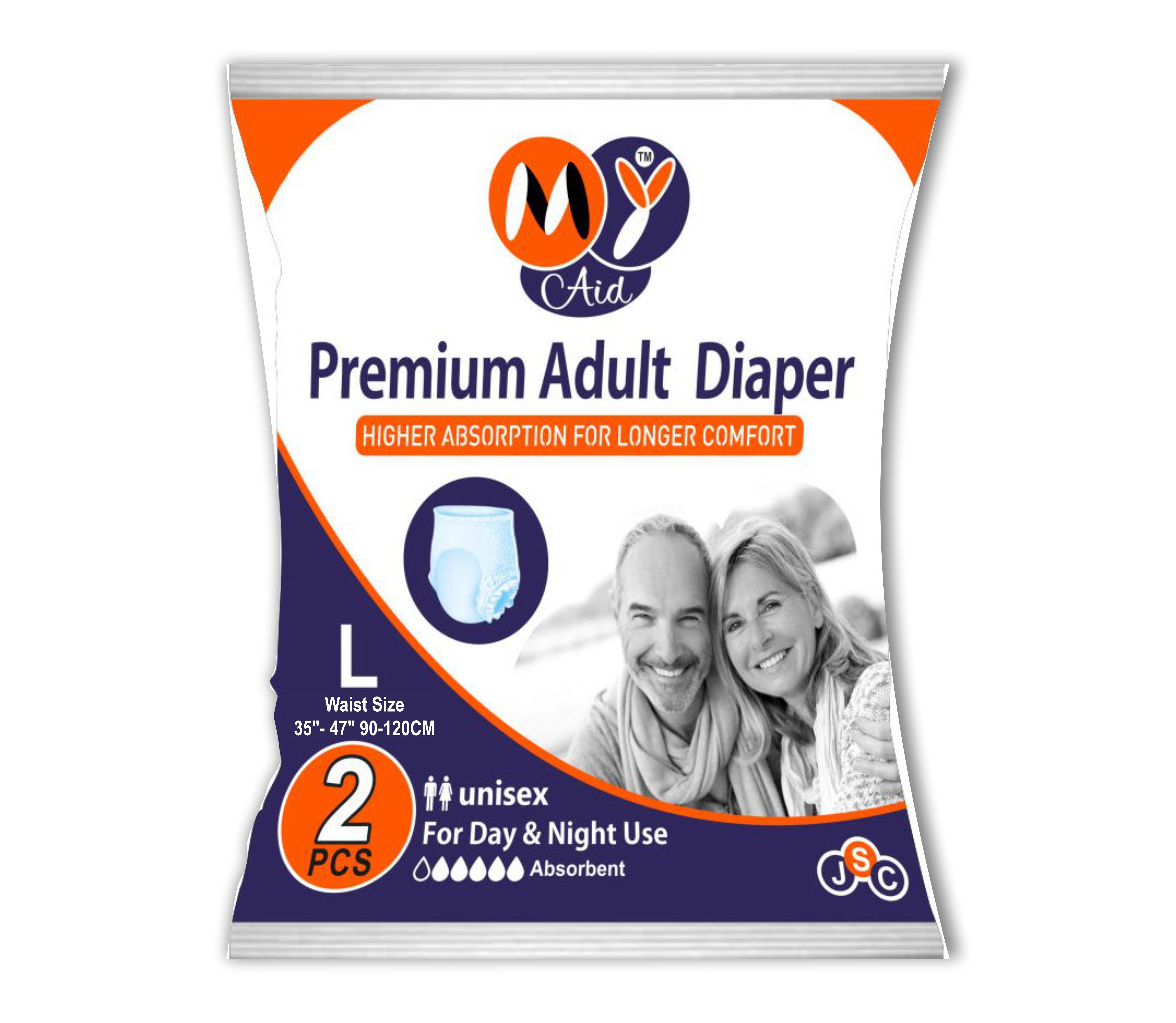 MyAid Premium Adult Diaper L Size 2Nos Pack